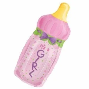 بالون هيليوم وردي بشكل زجاجة طفل It's a Girl