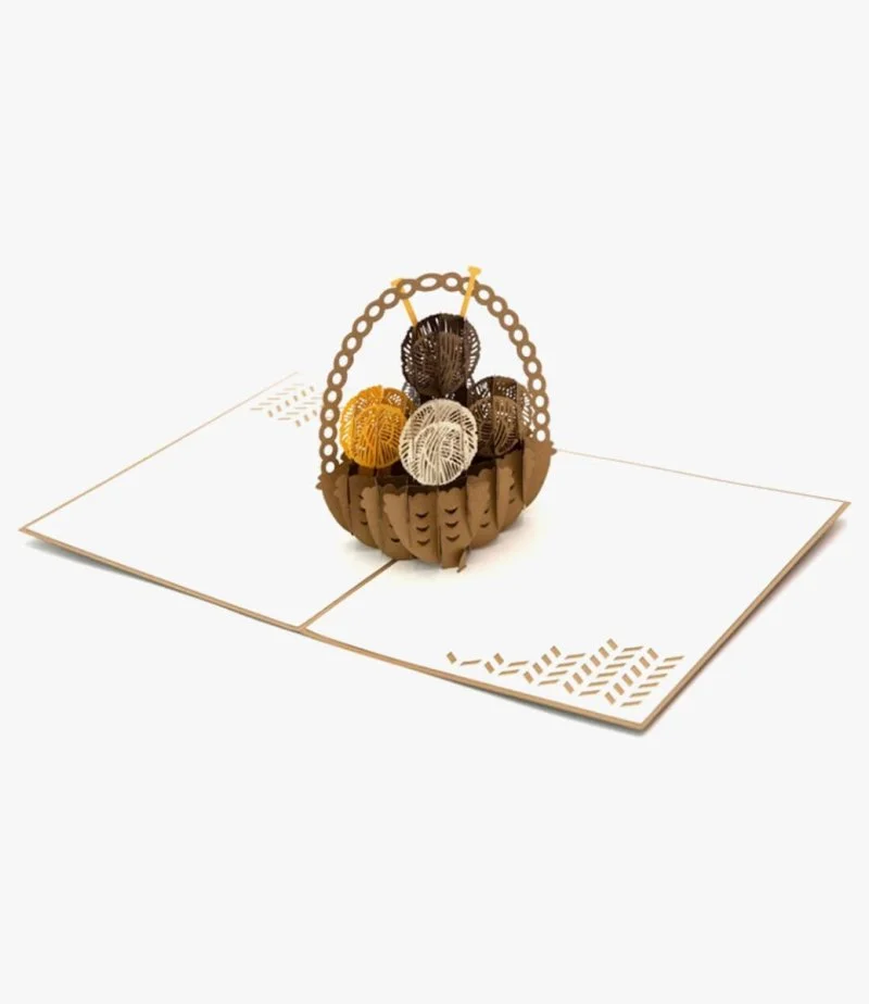 Knitting Basket - 3D Pop up Card By Abra Cards