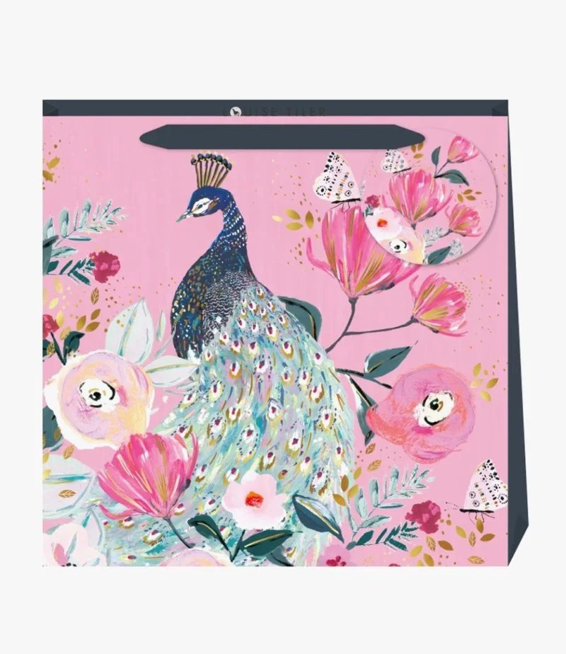 Louise Tiler Pink Peacock Medium Gift Bag