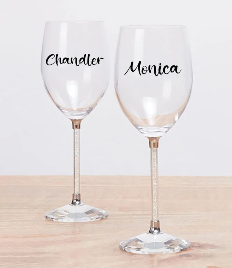Personalised Wine Glass with Crystals - 2 pcs