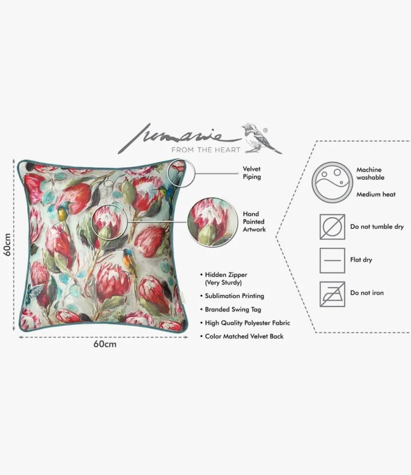 Protea and Birds Pillow Cover By Jumarie From The Heart