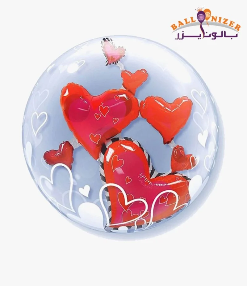 red heart bubbles balloon