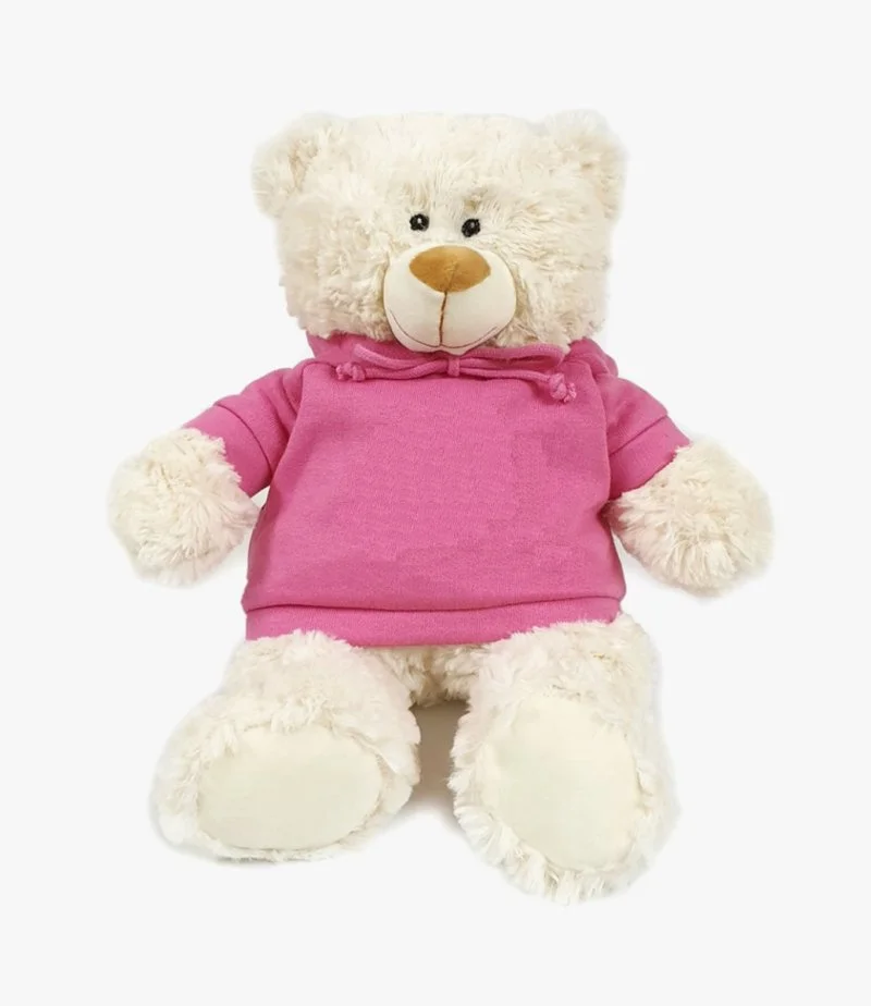 Cream Teddy with Pink Hoodie 38cm by Fay Lawson