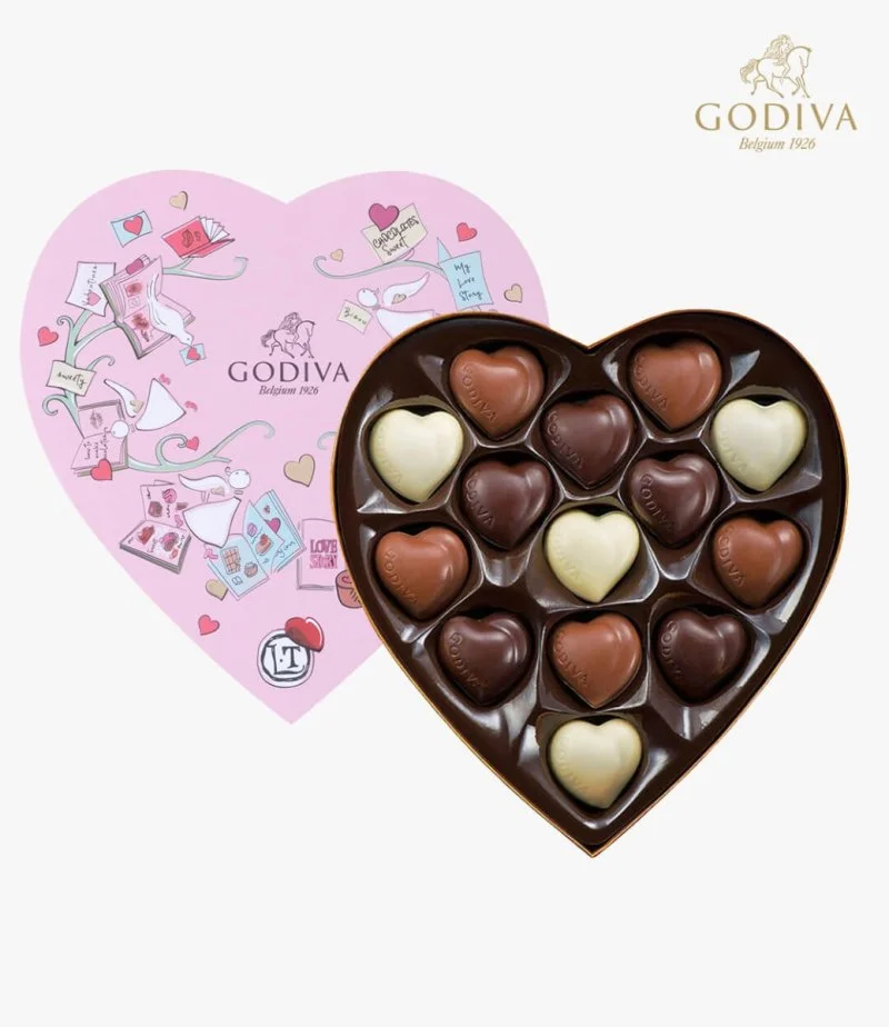 صندوق شوكولاتة عيد الحب بشكل قلب من جوديفا - حجم كبير
