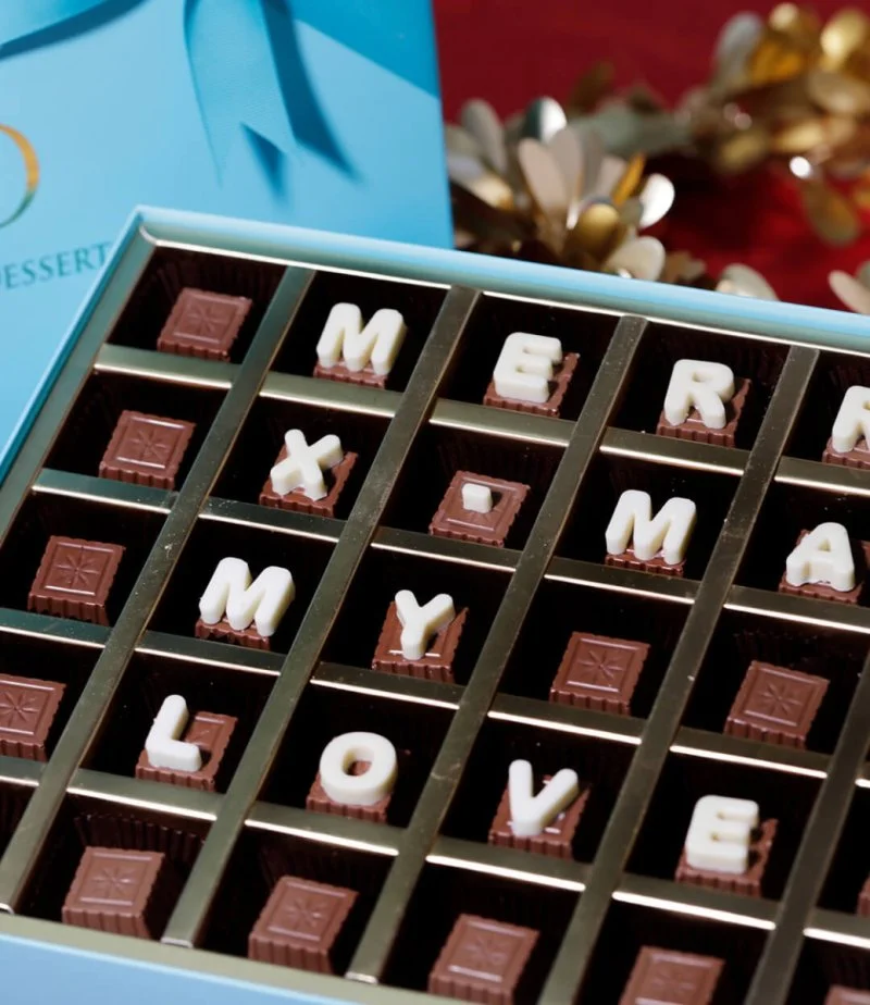 شوكولاتة برسالة تهنئة الكريسماس حسب الطلب من إن جي دي