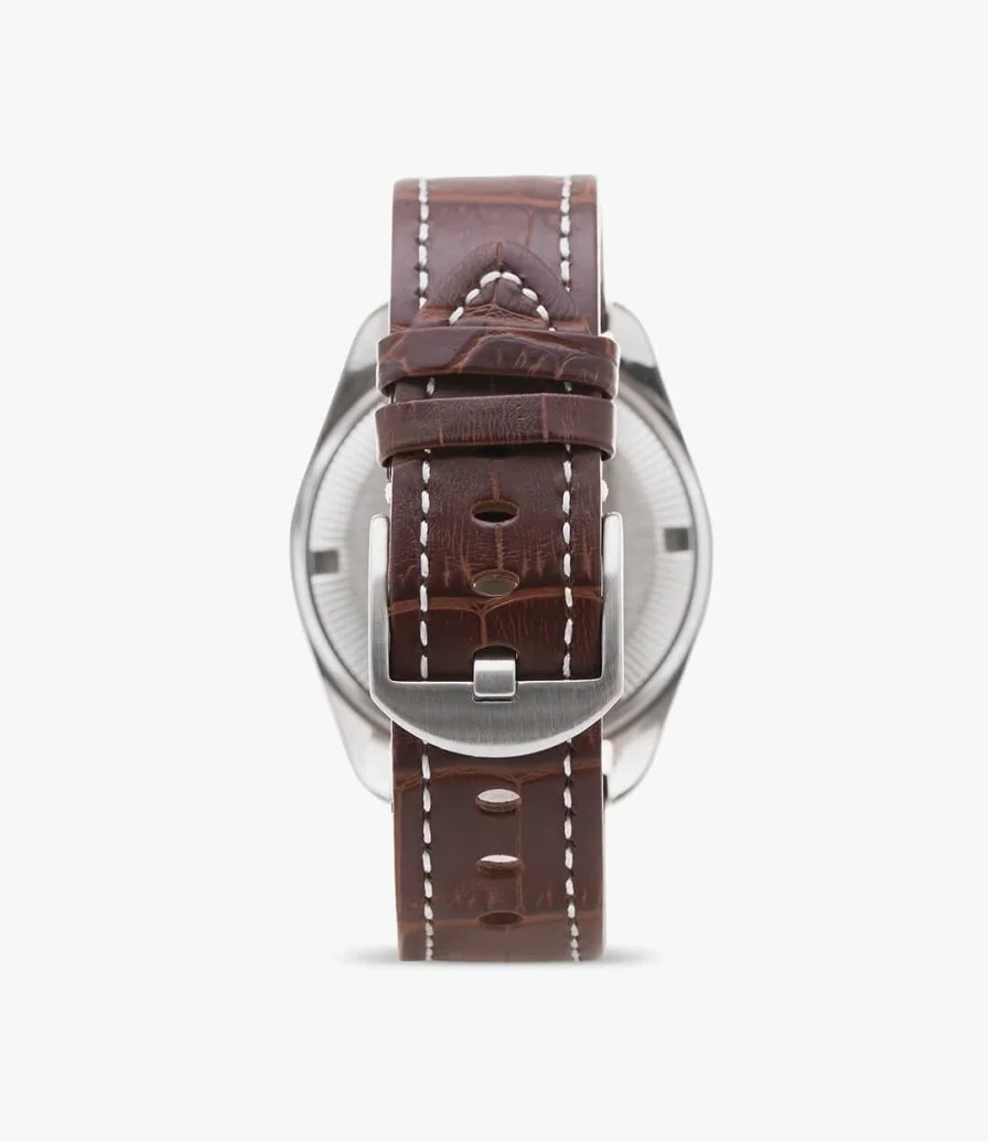 Brown Patented Leather Strap Watch by ATOP 