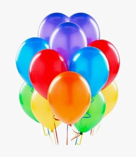 12 Multicolor Helium Latex Balloons