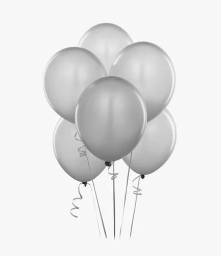 6 Silver Helium Latex Balloons