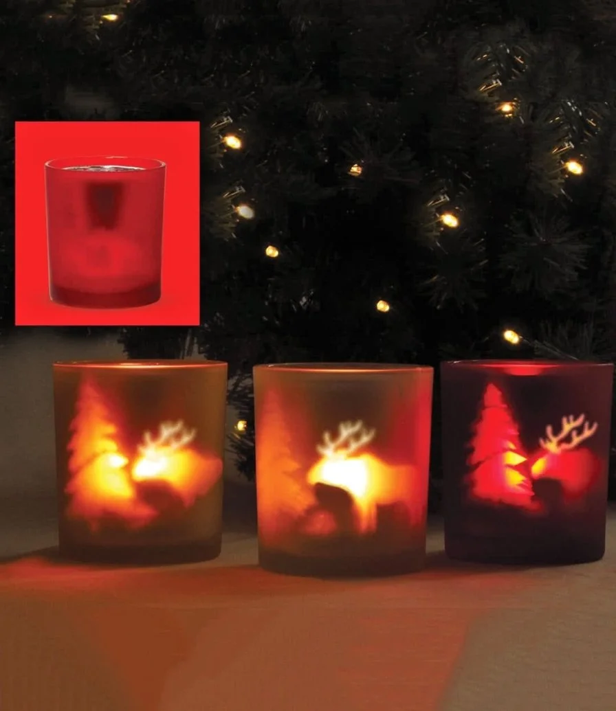 Red Tealight Glass Candle Holders by Party Zone 
