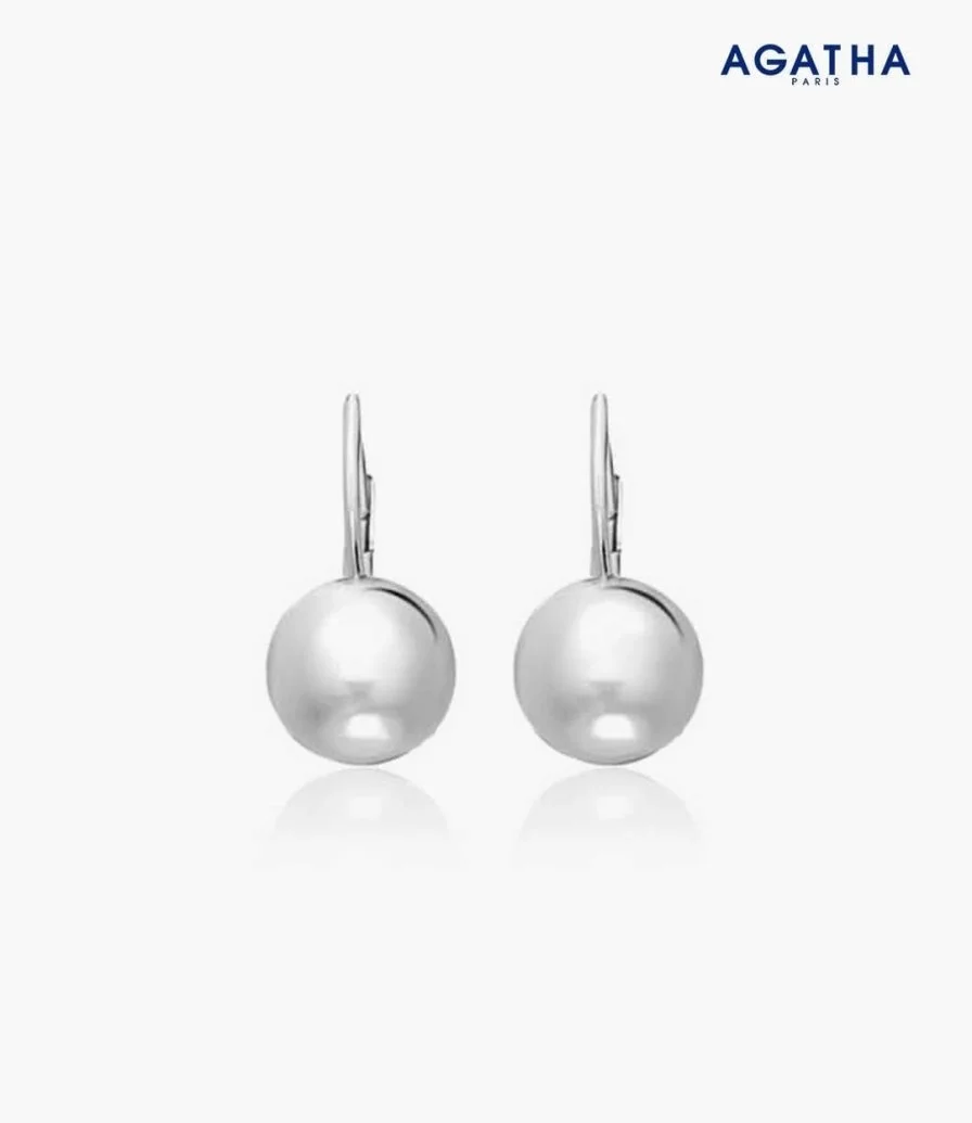 Silver Ball Earrings by Agatha 