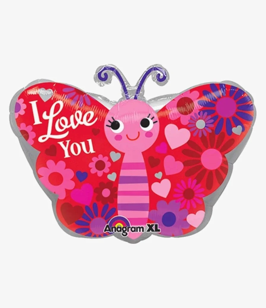 I Love You Butterfly Balloon Helium Inflated Balloon 