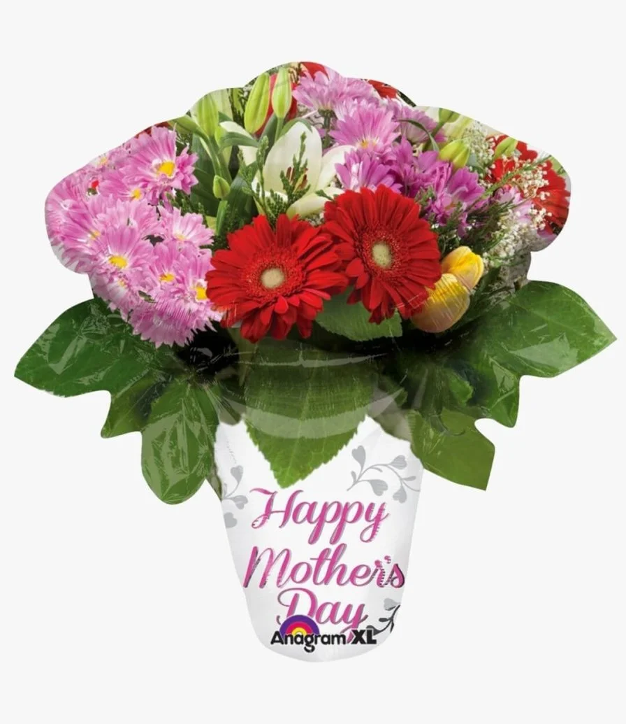 Happy Mother's Day' Flower Bouquet Helium Balloon 