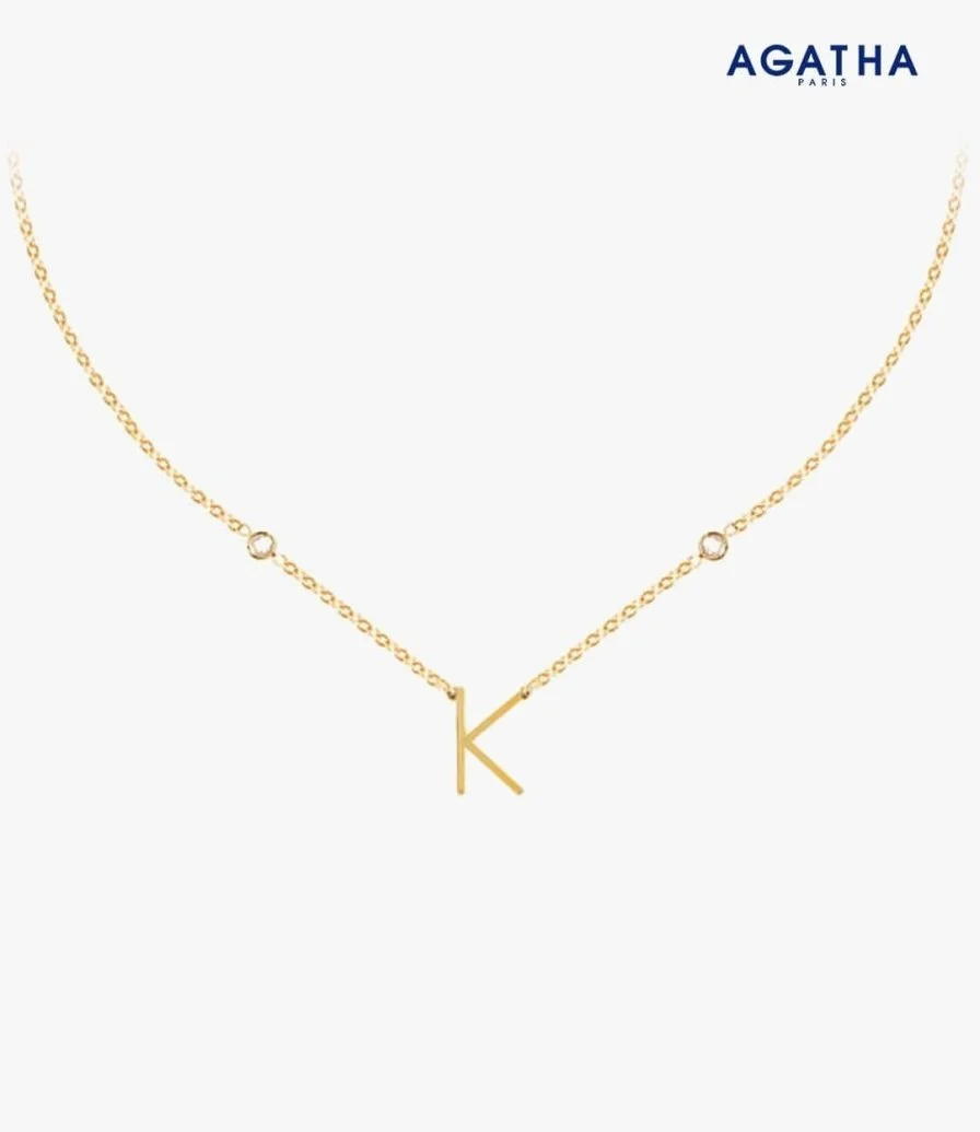 Golden Letter K Necklace from Agatha 