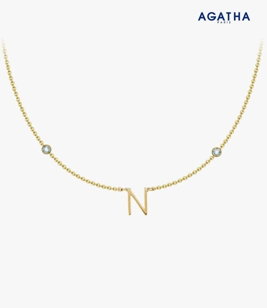 Golden Letter N Necklace from Agatha 