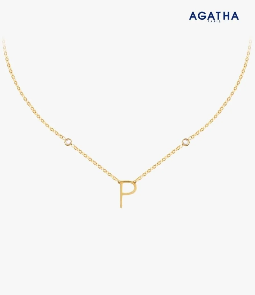 Golden Letter P Necklace from Agatha 