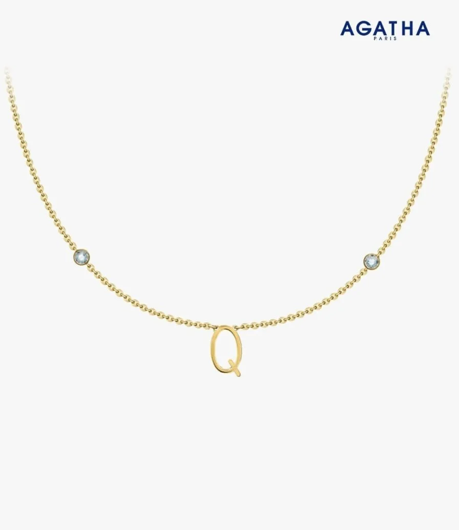 Golden Letter Q Necklace from Agatha 