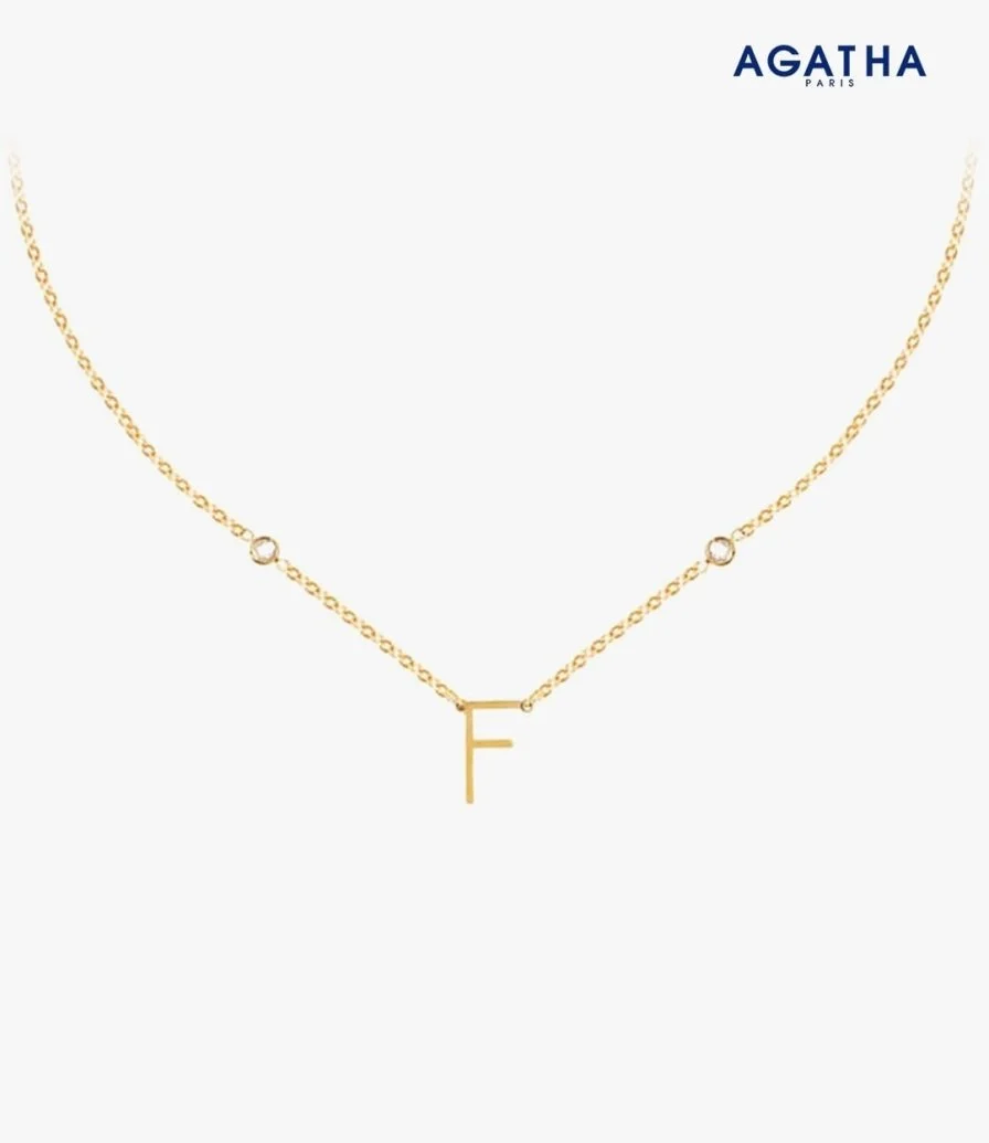Golden Letter F Necklace from Agatha 