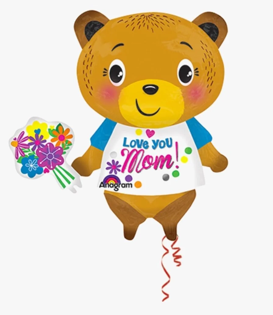 'Love You, Mom!' Teddy Bear Helium Balloon 