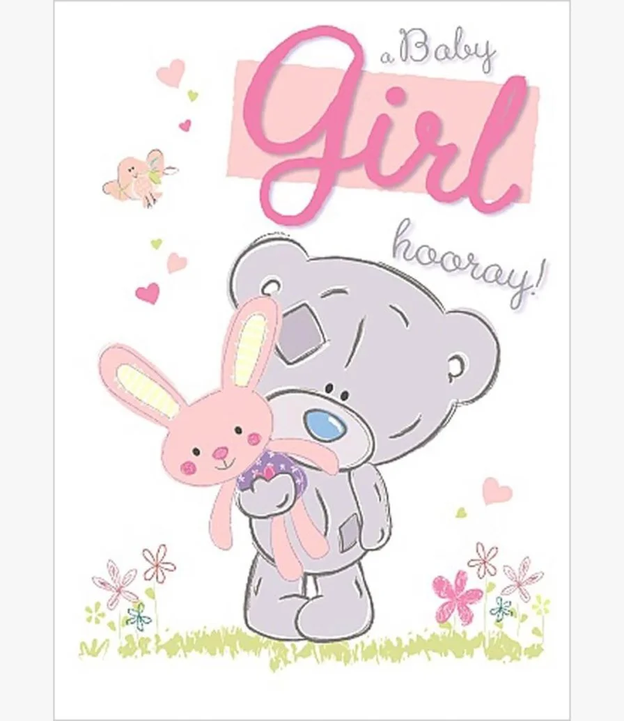 A Baby Girl, beer and Rabbit Hooray Card 