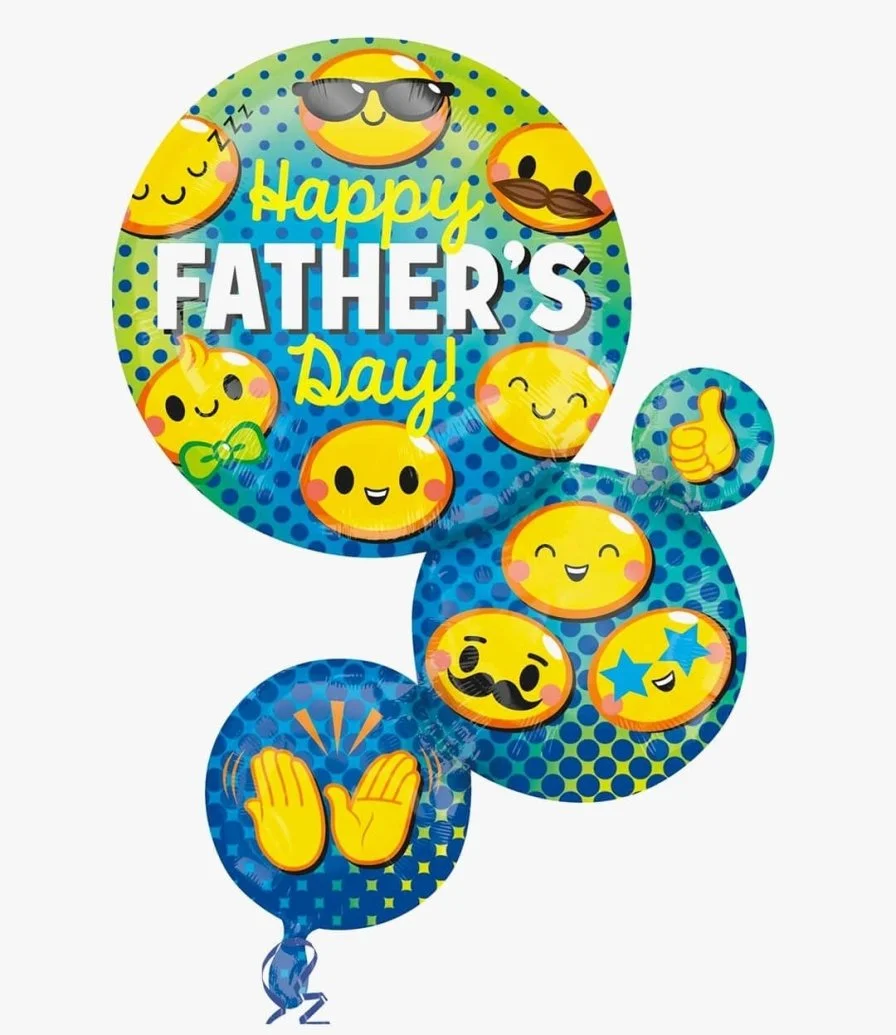 Happy Father's Day Emoticon Bubbles Supershape Foil Balloon 