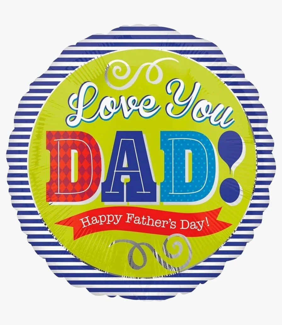 Love You Dad Blue Stripes Foil Balloon 