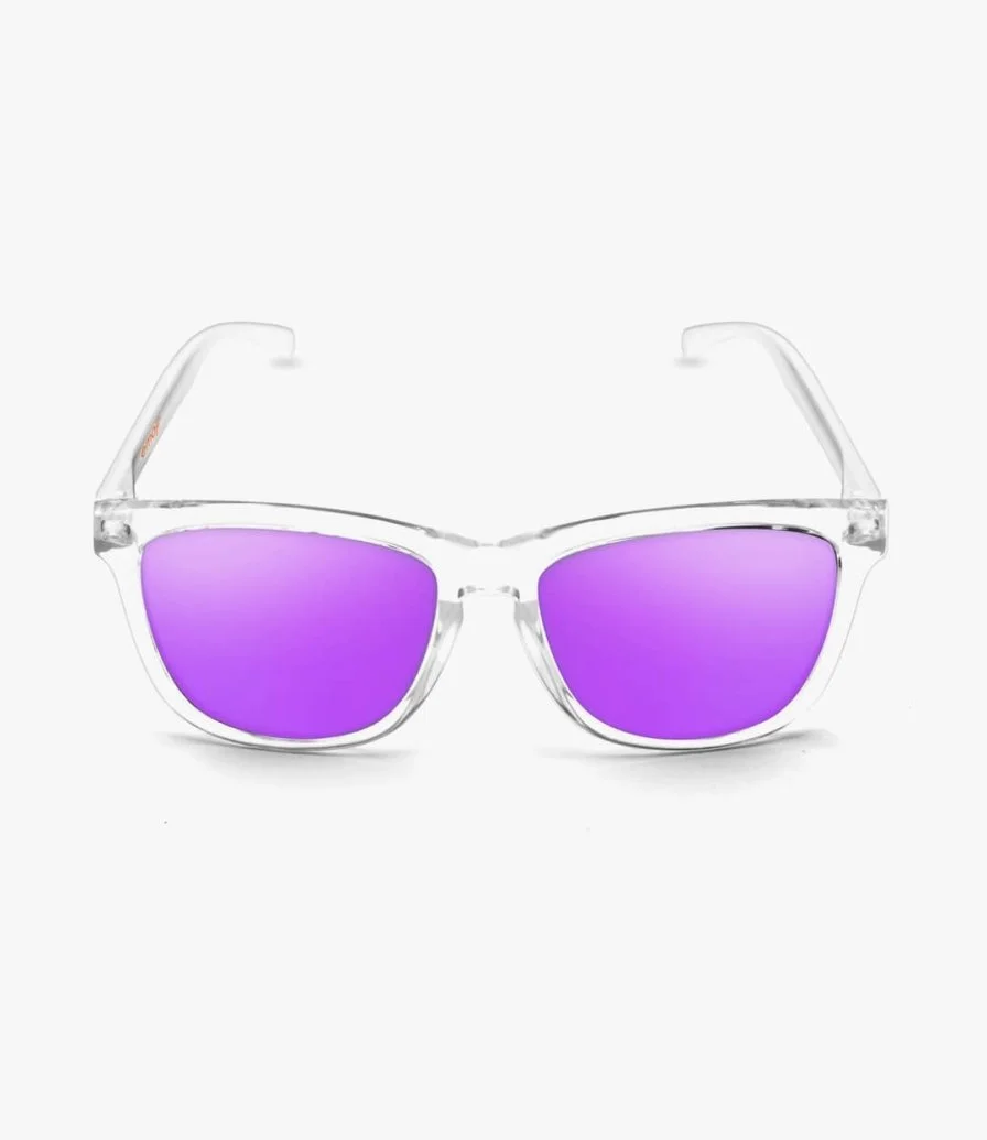 نظارات شمسية بيضاء وبنفسجية من إيموجي 
