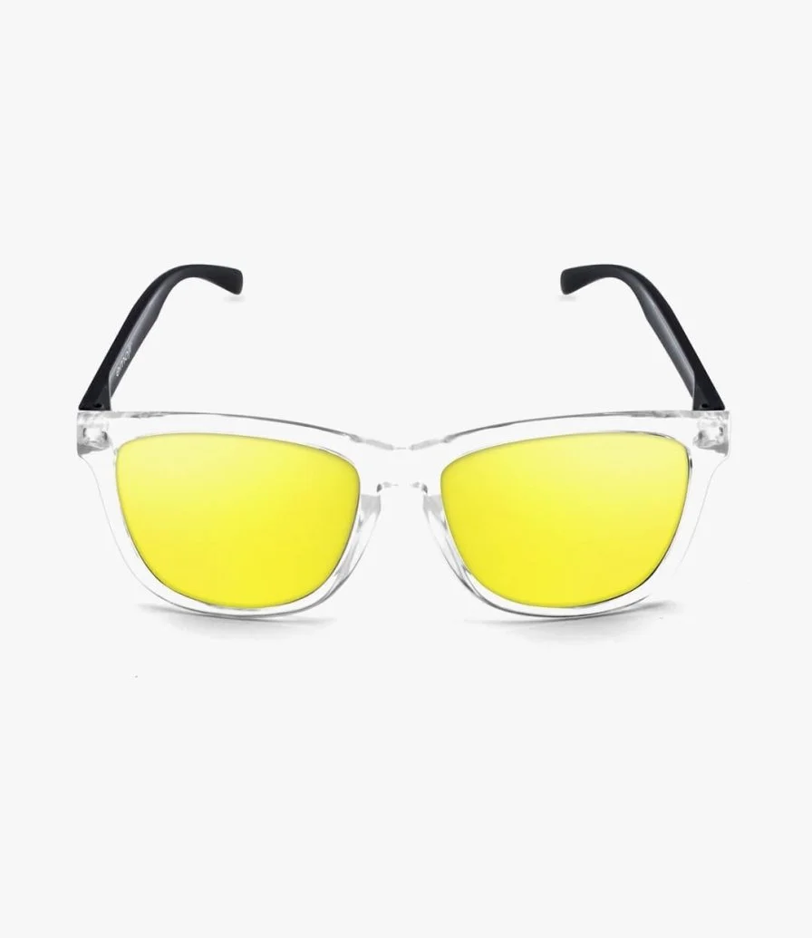 نظارات شمسية بيضاء وصفراء من إيموجي 