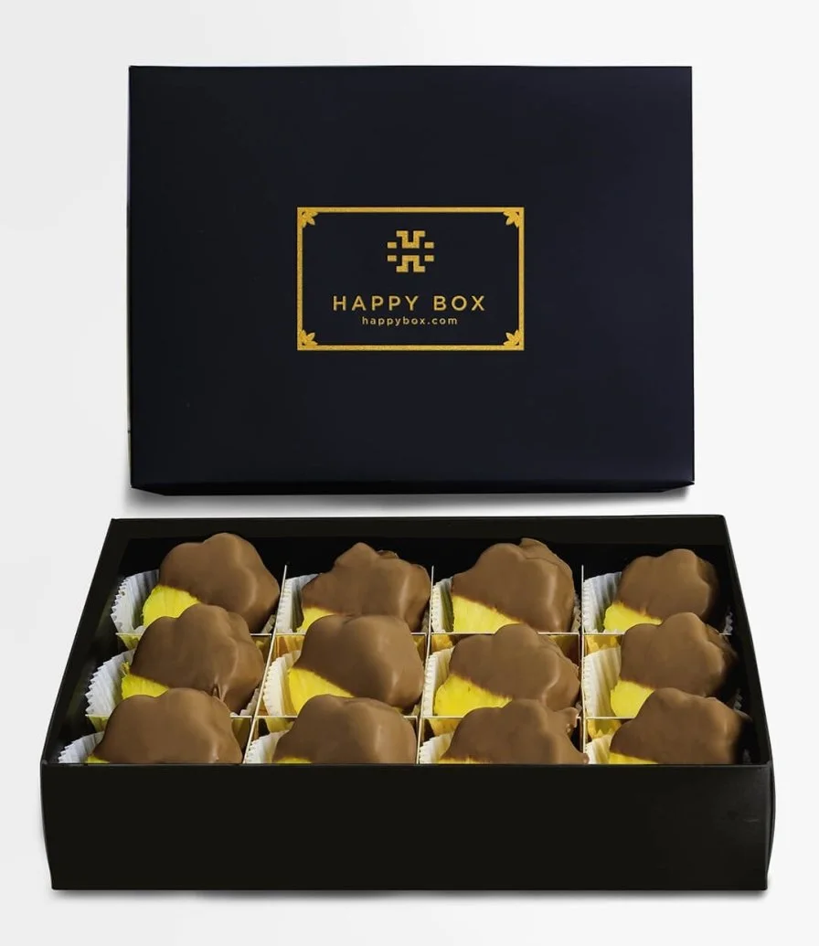 صندوق أناناس مغطى بالشوكولاتة (12 قطعة) 