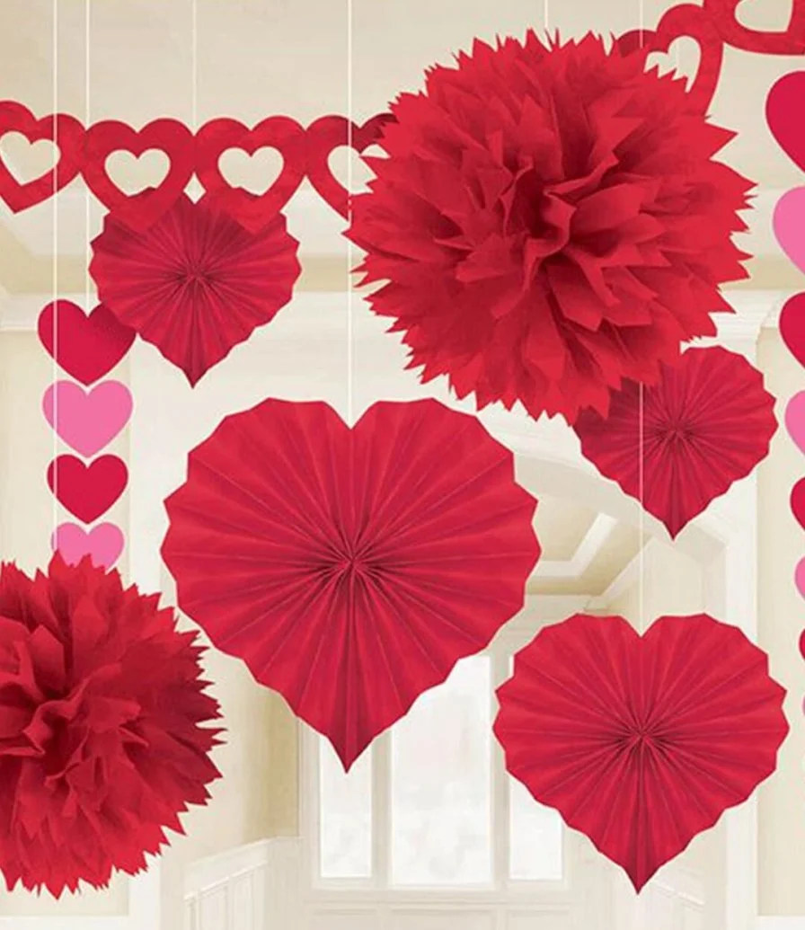 Red and Pink Paper Hanging Decorations 