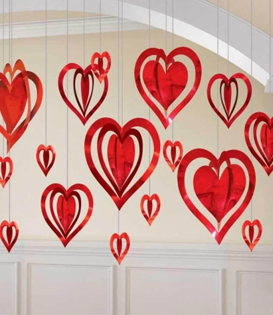 3D مجموعة زينة الحب بشكل قلوب  