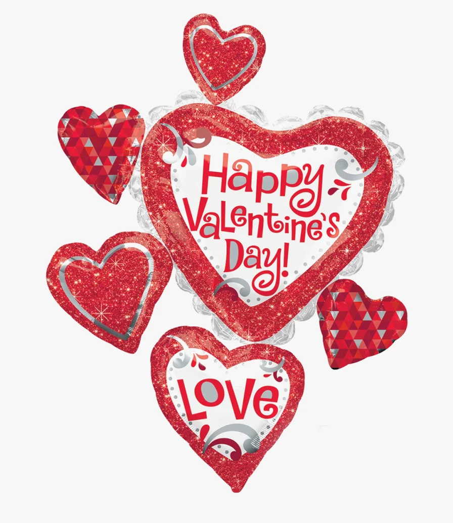 Happy Valentine's Day Hearts Helium Balloon 