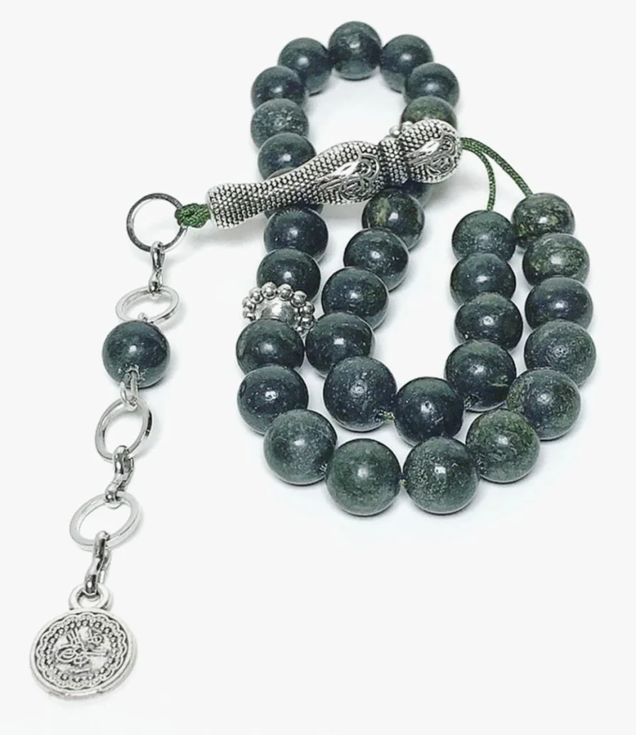 Men's/Women's Rosary from Dark Green Natural Stones