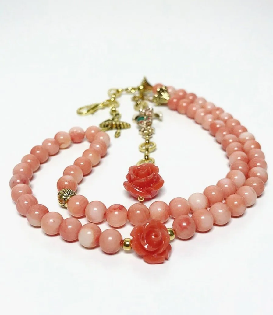 Women's Rosary/Bracelet from Synthetic Coral Stones