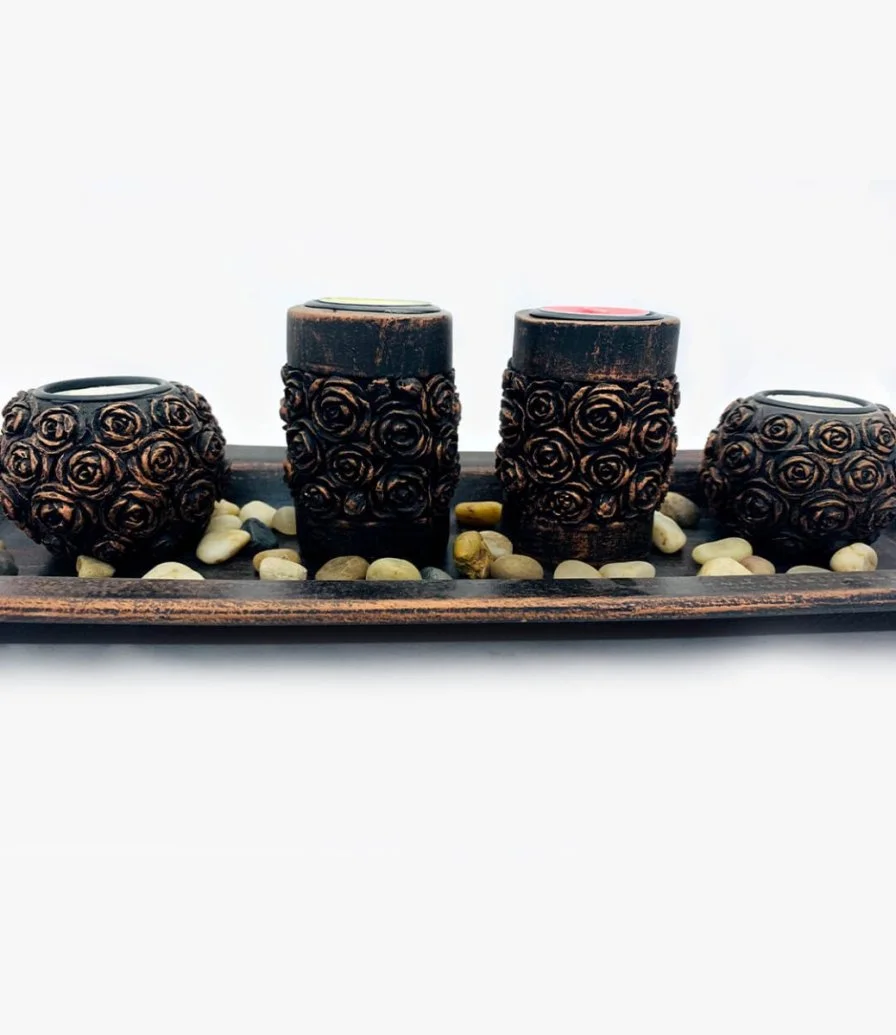 The Quatro wooden  Candle Tray 