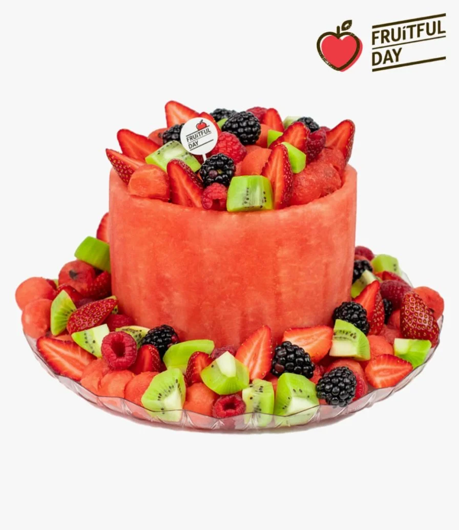1-Tier Watermelon & Kiwi Cake by Fruitful Day