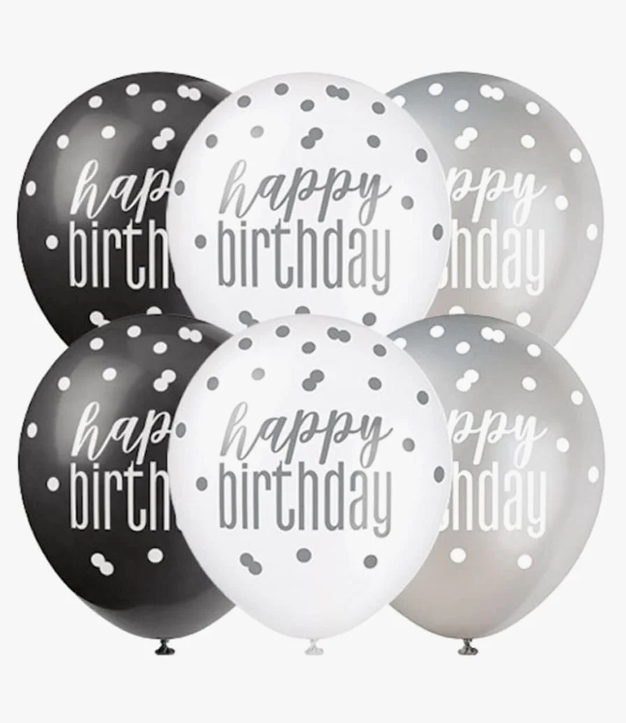 Black Glitz Happy Birthday Balloons