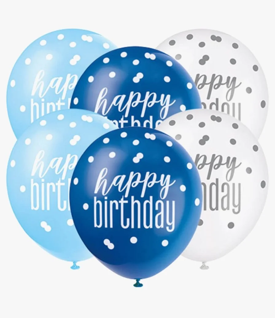 Glitz Blue Happy Birthday Balloons