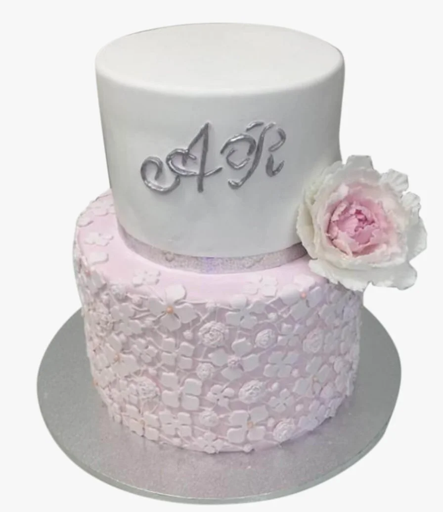 Cute Pink Engagement Cake by Sweet Cake
