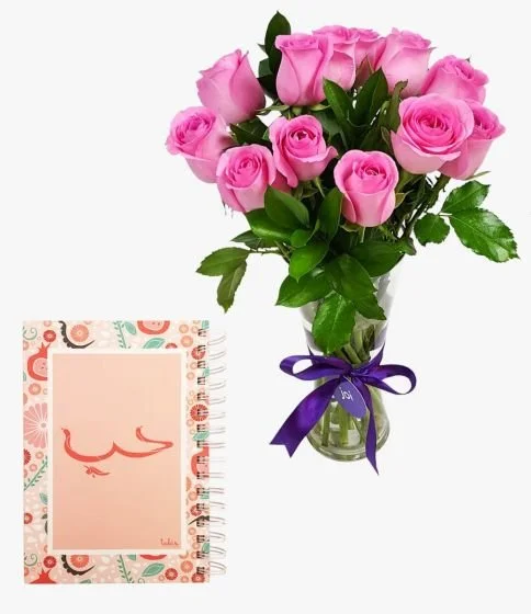 Notebook and Flowers Gift Bundle