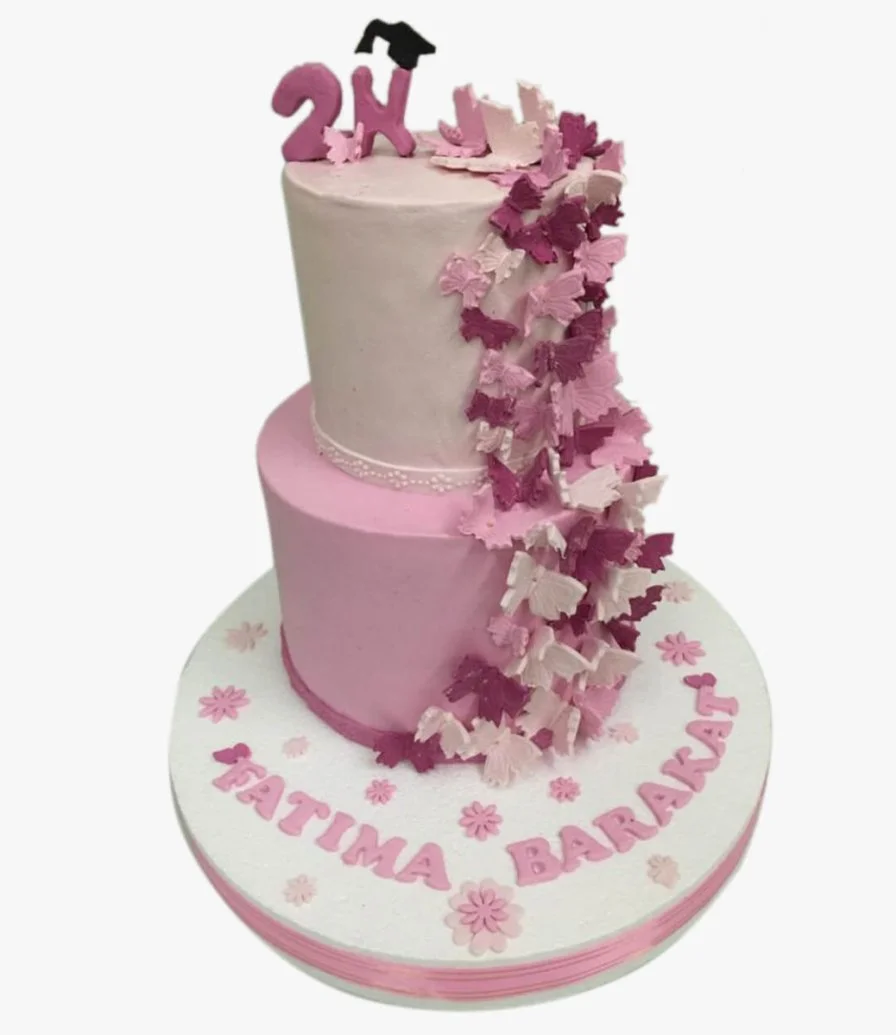 Pink Butterflies Cake by Sweet Cake