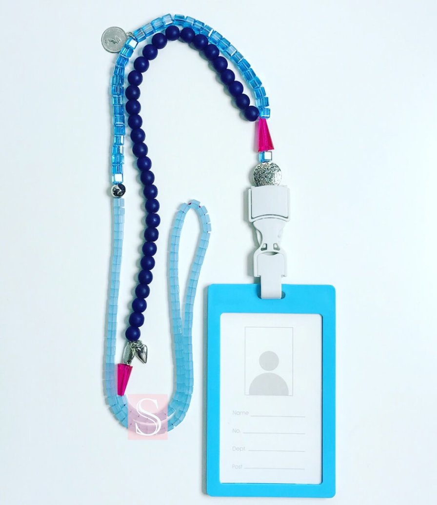 ID Holder with Blue & Navy Stones