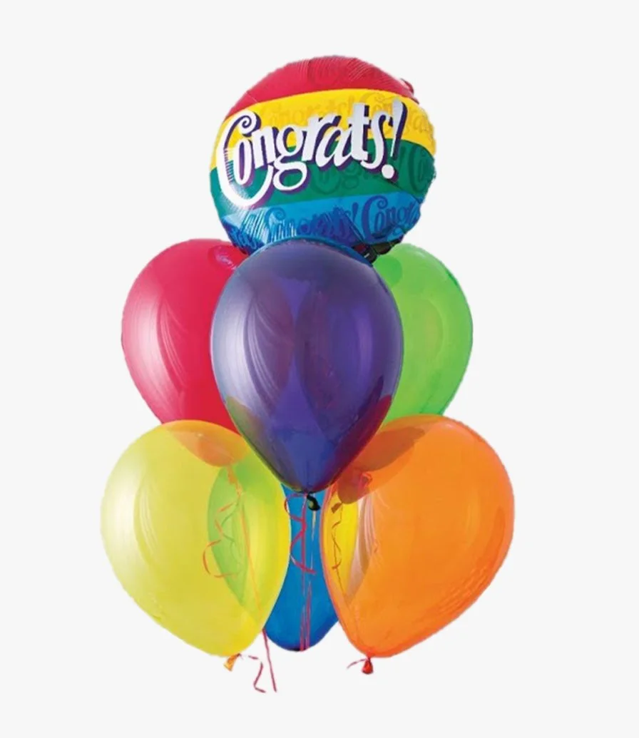 Congrats! Colorful Helium Balloons Bouquet