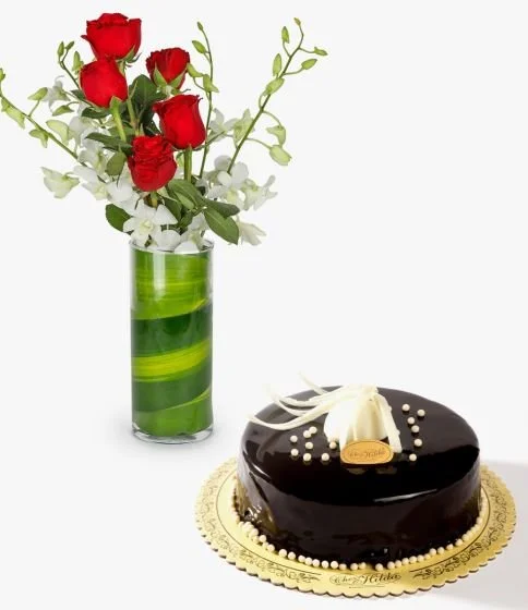 German Chocolate Cake & Roses Bundle by Chez Hilda