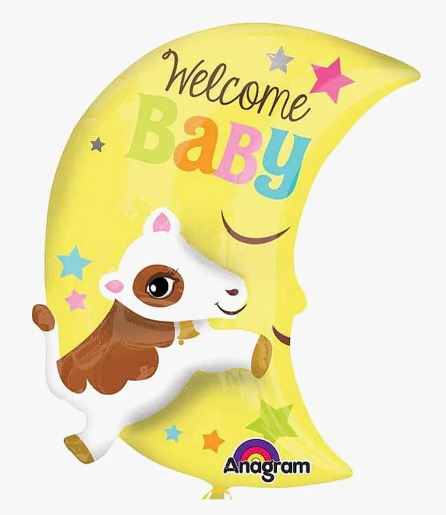 Welcome Baby Cresent Helium Balloon Size 53cm x 63cm