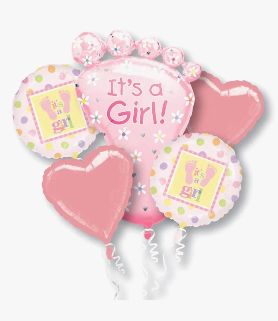 It's a Girl Pink Helium Balloons Bundle