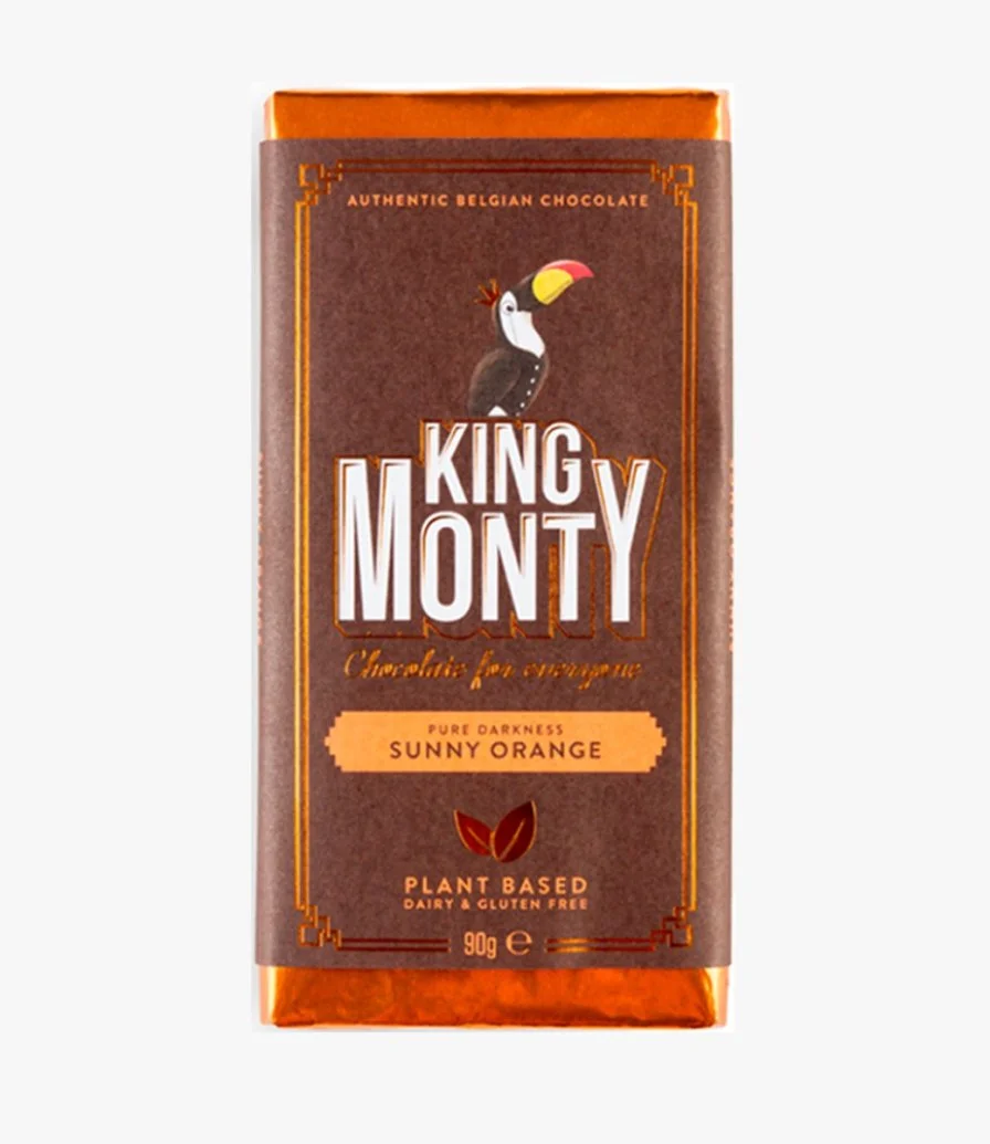 2 King Monty Pure Dark with Sunny Orange Chocolate Bars by Candylicious