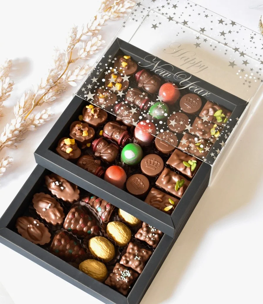 صندوق شوكولاتة الكريسماس طبقتين من فيكتوريان أسود