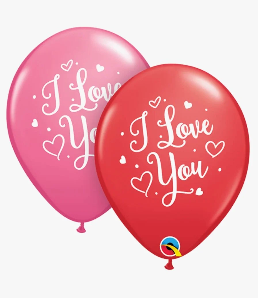 Pink and Red Printed Latex Love Balloons