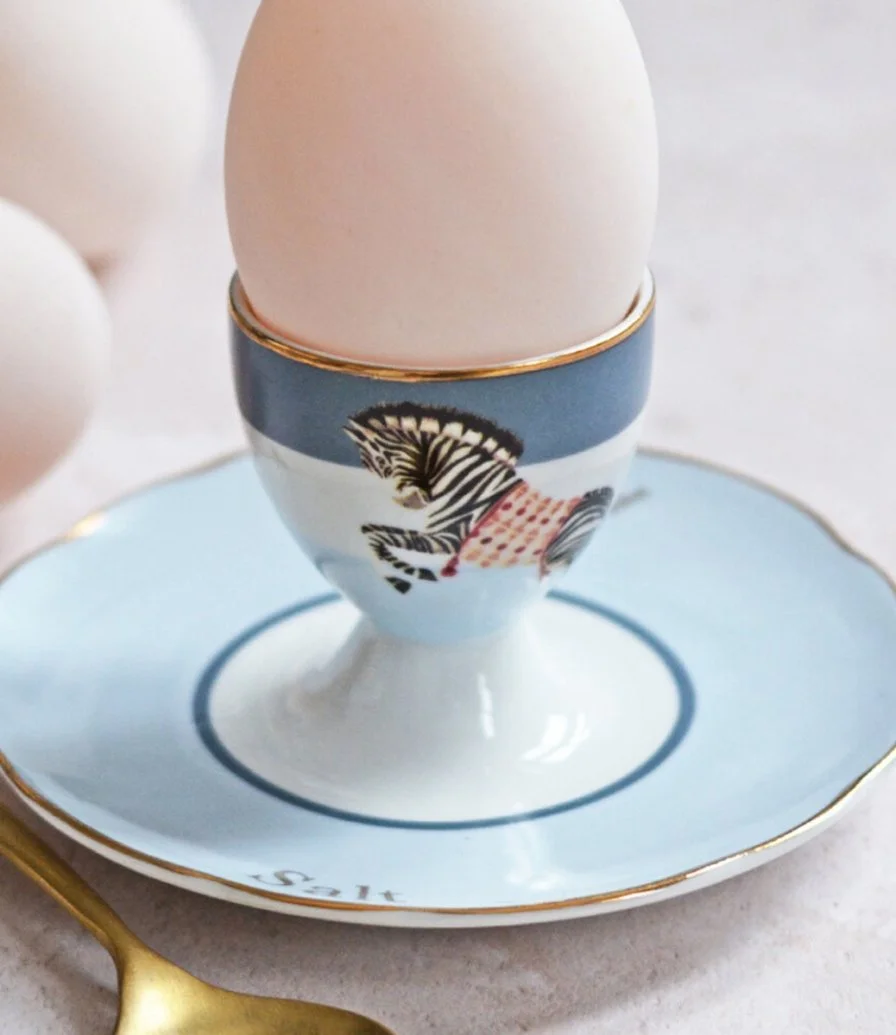 2 Zebra Egg Cups by Yvonne Ellen