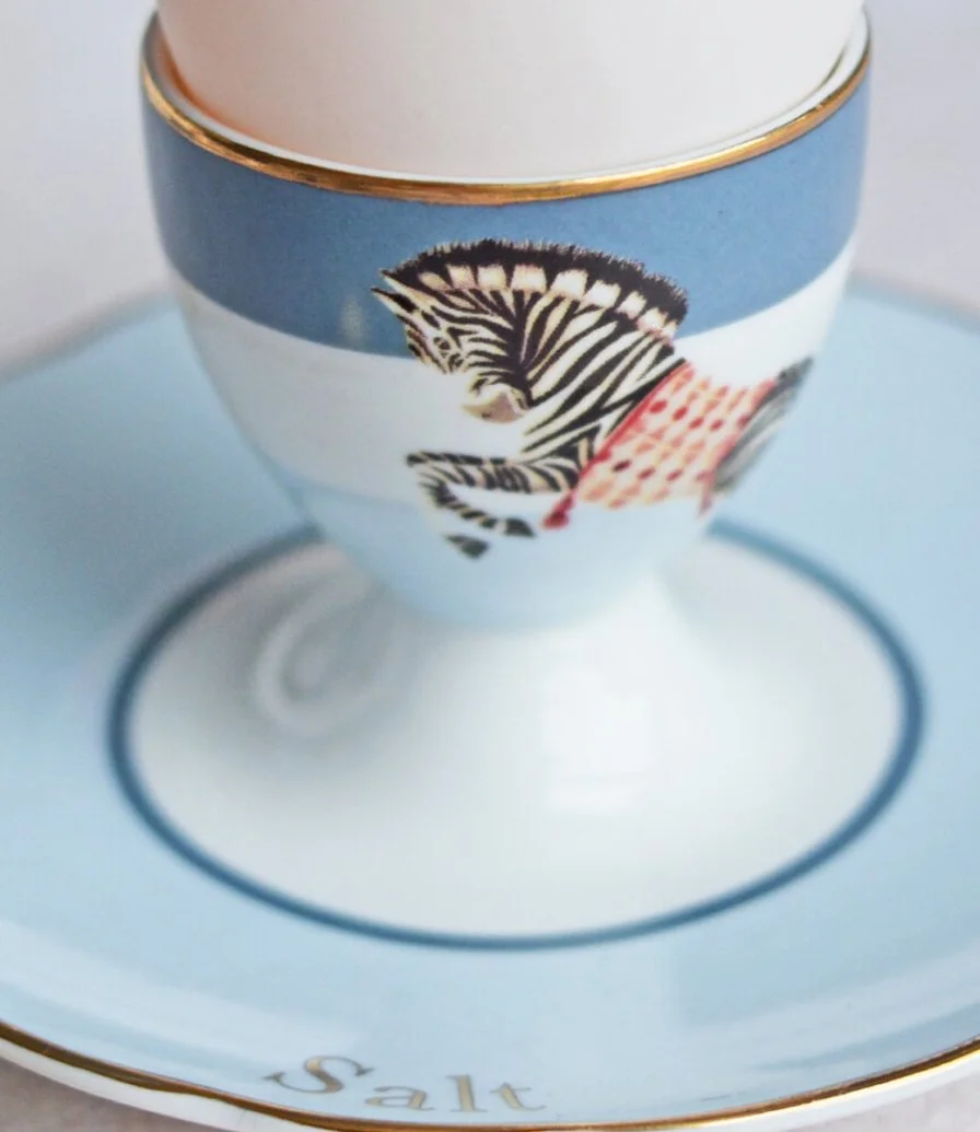 2 Zebra Egg Cups by Yvonne Ellen